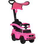 Homcom - Porteur enfants voiture enfant multi-équipée 12-36 mois klaxon marche-pieds, garde-corps et ombrelle rose