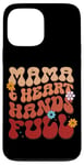 iPhone 13 Pro Max Mama Heart Hands Full Retro Floral Typography Case