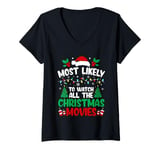 Womens To Watch All The Christmas Movies Funny X-mas Holiday V-Neck T-Shirt