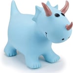 Happy Hopperz Inflatable Bouncy Animal with Grippable Ears/Horns, Easy to Clean Space Hopper for Indoor and Outdoor Play, Bouncing Toy, Pump Included, 12 Months-5 Years, Turquoise Triceratops Dino