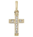 James Moore TH PN991 9CT YELLOW GOLD CROSS CZ PENDANT Jewellery