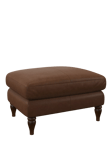 John Lewis Camber Leather Footstool, Dark Leg