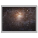 Hubble Space Telescope Image Triangulum Spiral Galaxy M33 Crop Blue Orange Star Birthing Region Artwork Framed A3 Wall Art Print