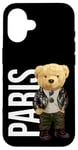 Coque pour iPhone 16 Cool Teddy Bear in Paris France Illustration Graphic Designs