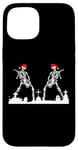 iPhone 15 Skeletons Playing Rock Guitar in Graveyard Wearing Xmas Hats Case