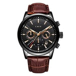 LIGE Montres Hommes Mode Sports Chronographe Étanche Analogique Quartz Acier Inoxydable Classique d'affaires Casual Montre Bracelet en Cuir