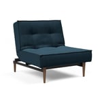 INNOVATION LIVING Fauteuil SPLITBACK STYLETTO convertible lit 90*115 cm pieds fuseau noyer tissu Argus Navy Blue