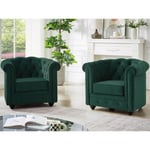 Vente-unique Fauteuil en velours vert CHESTERFIELD