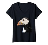 Womens Puffin Auks Seabird Lunde alken Wildlife Animal Illustration V-Neck T-Shirt