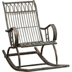 Biscottini - Rocking chair en fer Rocking chair avec accoudoirs Fauteuil de jardin Transat en fer forgé Finition antique L127xPR64xH90 cm - antique