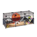 FERPLAST - Cage Hamster - Cage Souris - Cage Hamster Grande - Grillage Métallique - avec Accessoires - Modulaire - Multipla Hamster, 107,5 x 37,5 xh 42 CM