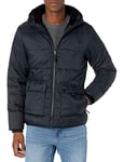 Amazon Essentials Doudoune imperméable à Manches Longues, avec Doublure en Sherpa Homme, Noir, XS