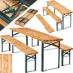 TecTake® Ensemble de Table de Jardin et Banc en Bois de Brasserie Salon de Jardin Pliable et Peu encombrant, avec Support Parasol, Mobilier de Jardin pour Pique Nique Réceptions Barbecue Mariage