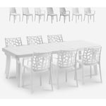 Table extensible 160-220cm + 6 chaises de jardin blanc Liri Light Chaises Modèle: Matrix Armchair