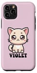 Coque pour iPhone 11 Pro Violet Motif chat mignon pour fille Violet