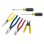 Klein Tools 92906 Kit de 6 outils à main, pour apprenti ou maison, avec pince à dénuder, pince coupante, tournevis