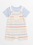 Tu Stripe Knitted Bib Shorts & T-Shirt Set Up to 3 mths Multi Coloured To Mths