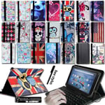 Leather Stand Cover Case + Keyboard For For Amazon Kindle Fire 7" 8" Tablet