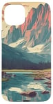 Coque pour iPhone 15 Plus Rocky Mountain Lake Vintage Paysage graphique