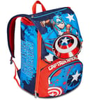 Seven Disney Captain America Legendary Avengers Expandable School Backpack, Blue Red White – Double Compartment Backpack – Bottle Pocket, Child Backpack – Marvel Merchandising, Multi-Coloured,