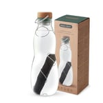 Black+Blum - Eau Good Glass Water Bottle - Leak Proof Borosilicate Glass Bottle with Screw-Fit Wood Fibre Lid, Carry Loop and Protective Sleeve - Olive - 650ml