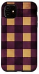 Coque pour iPhone 11 Violet Moderne Rayé Marron Classique Carreaux Grand