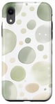 Coque pour iPhone XR Abstrait Vert Aquarelle Pois sur Blanc