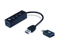 Conceptronic HUBBIES04B Hub USB 3.0 4 Ports + Adaptateur OTG pour USB-C