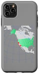 Coque pour iPhone 11 Pro Max Carte des États-Unis et de l'Amérique du Nord. Rouge surligné Californie