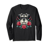 Roses Flowers Miniature Schnauzer Schnauzers Long Sleeve T-Shirt