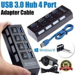 Splitter Box 4 Port Usb Hub Powered Usb 3.0 Hub 5gbps Super Speed Power Adapter