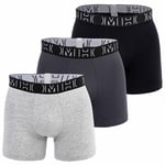 Hom Boxer Long Homme, Lot De 3 - Patrick #2, Long Boxer Briefs, Coton, Unicolore Noir/Gris S (Small)