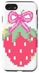 Coque pour iPhone SE (2020) / 7 / 8 Nœuds roses Pixel avec nœud de jeu vidéo fraise pour filles