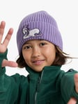 Polarn O. Pyret Kids' Rib Knit Applique Beanie Hat, Purple