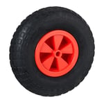 Relaxdays Roue de brouette 3.50-6, Caoutchouc, Jante en Plastique, Rechange pour Chariot, Jusqu’à 100 kg, Noir - Rouge