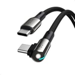 Câble Stark Forme en L Cable USB C vers USB-C PD 100W 5A Nylon Tressé 1,20m (noir) Cable USB C Coudé 90° solide pour iPhone 15, MacBook iPad Pro Air, Galaxy S24 Ultra S23 S22, Pixel 8 Pro