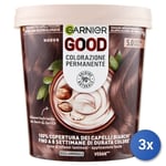 3x Garnier Good Hair Dye Cap. 5.0 Brown Mocha Without Ammonia