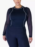 Sweaty Betty Long Puff Sleeve Top, Navy Blue