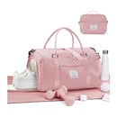 Sacs de Voyage pour Femme,Imperméable Femme Sac fourre-Tout pour Les Vacances et Le Shop,Sac de Sport pour Le Weekend avec Trousse de Toilette et Poche Humide,Sac Sport Sac pour Avion，Rose