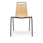 Carl Hansen - PK1 stol RAL 9005 Naturlig papirsnor 2,5 mm Hard glider - Spisestoler - Poul Kjærholm - Svart - Metall