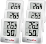 TP49-6 Petit Hygromètre Numérique Thermomètre Intérieur Thermomètre D'ambiance Moniteur de Température et Humidimètre pour Le Confort du Bureau à Domicile Thermomètre de Reptile, 6 Pièces