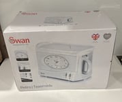 Swan STM201N Vintage Teasmade 600ml Clock Alarm Rapid Water Boiling New