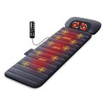 Comfier Tapis de Massage Chauffant, Matelas de Massage complet du Corps avec oreiller de Massage Shiatsu Détachable pour le cou, 10 moteurs Vibrants, 4 coussin Chauffant, pour dos&épaules