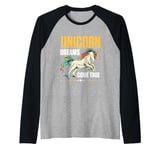 Unicorn rainbow - Unicorn dreams come true Raglan Baseball Tee