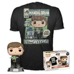 Funko Pop! & Tee: Mandalorian - Luke Skywalker with Grogu (The Child, Baby Yoda) - Small - (S) - Star Wars: The Mandalorian - T-Shirt - Vêtements avec Une Figurine en Vinyle à Collectionner