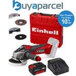 Einhell TE-AG 18/115 Q Li Cordless Angle Grinder Power X-Change Case + Disc 4ah