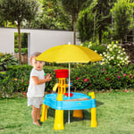 2 in 1 Sand and Water Table w/ Toys, Adjustable Parasol, for 18+ Months