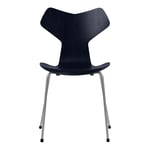 Fritz Hansen - Grand Prix 3130 Midnight Blue Färgad Ask/Silver Grey - Ruokapöydän tuolit - designer_arne_jacobsen - Sininen - Metalli/Puu