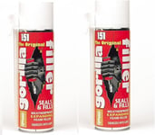 2 x Gorilla Expanding Foam Filler Weatherproof Fills Seals Cracks & Gaps 750ml