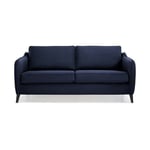 Hexagone Canape convertible couchage express - 3 places - Velours bleu nuit - l 182 x p 85 x h 97 cm - clyde